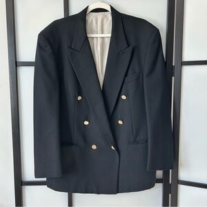 [44S] Charter Club 100% Wool Black Double-Breasted Button Down Sport Coat